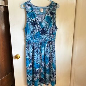 Blue Floral Sleeveless Dress